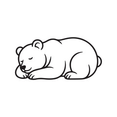 Fototapeta premium Cute cartoon polar bear sleeping peacefully outline illustration.