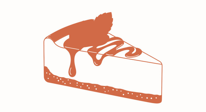 Slice of cheesecake with sauce and garnish vector illustration isolated