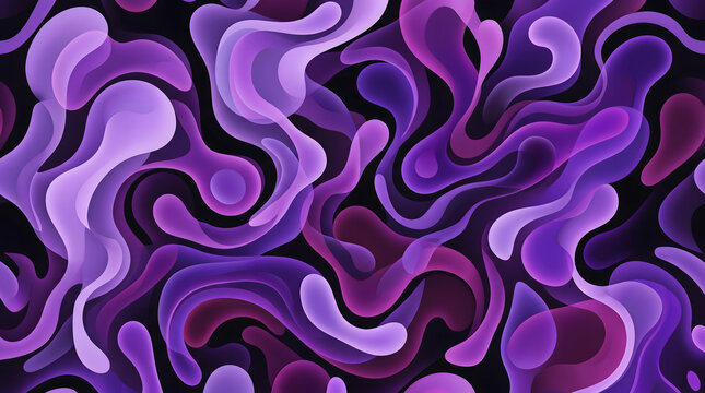 Translucent Liquid Organic Shapes Abstract Background with Gradient Purple Tones