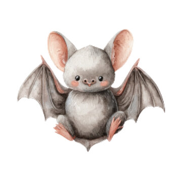 Cute Little Gray Bat Character.