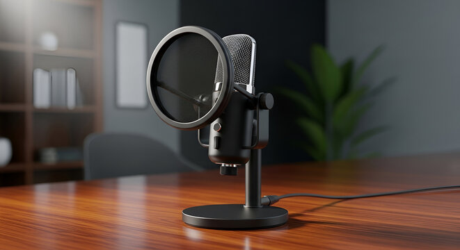 Professional studio microphone on stand.