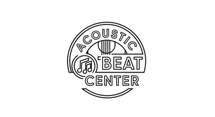 Obraz premium Acoustic beat center musical logo in black and white design