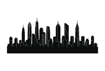 Fototapeta premium Vector illustration of city skyline, new york city skyline silhouette, city building silhouette. 