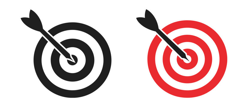 Target icon set line and flat vector design, editable stroke pixel perfect illustration for goal symbol, bullseye, darts, and accuracy concepts