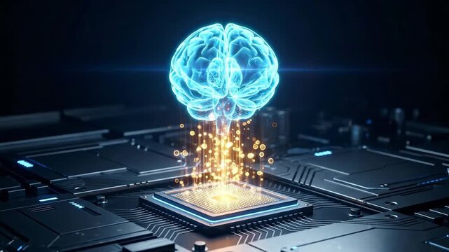Artificial intelligence brain microchip technology circuit data. Quantum computing network security, physics next generation cyberspace, processor computer, algorithm, infrastructure, datum, AI