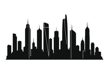 Obraz premium Vector illustration of city skyline, new york city skyline silhouette, city building silhouette. 