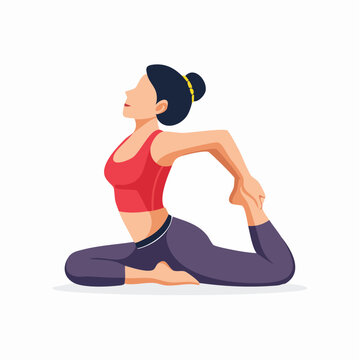 Woman performing yoga pose, Pigeon Pose (Eka Pada Rajakapotasana)