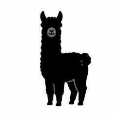 Obraz premium Flat Vector Silhouette of a Cute Llama Animal: Minimalist Farm and Pet Icon for Branding Graphics