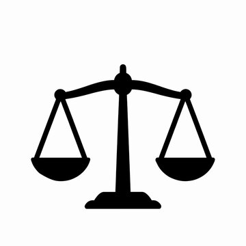 Minimalist Vector Illustration of Scales of Justice Icon for Law, Legal Service, and Impartial Balance