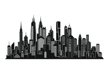 Obraz premium Vector illustration of city skyline, new york city skyline silhouette, city building silhouette. 