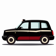 Fototapeta premium Classic Black London Taxi Cab Vector Illustration, British Travel Icon, London City Transport Art
