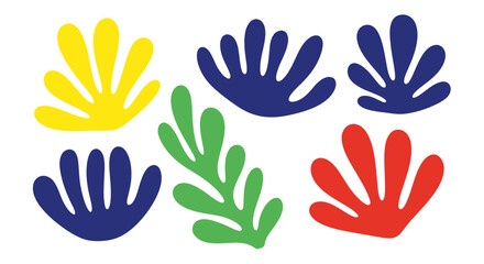 Fototapeta premium Abstract Organic Shapes, Colorful Matisse Cutout Inspired Elements, White Background