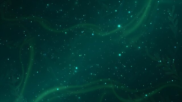 딥그린 컬러위로 기포가 여기저기 프레임을 일으킨다Bubbles create frames all over the deep green color