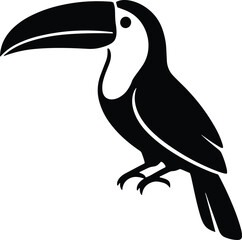 Naklejka premium Toucan Tropical Bird Silhouette, Vector, Line Art, Illustration