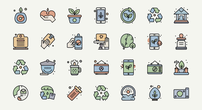 Eco friendly icons environment and recycling