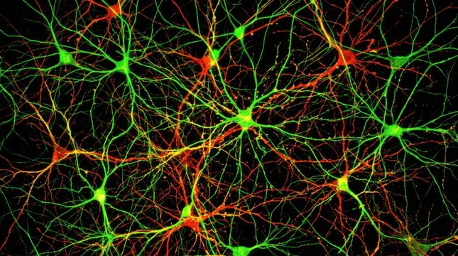 Vibrant Neuronal Network - A Colorful Depiction of Brain Cells.