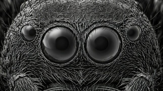 Close-up of a Jumping Spiders Face - Detailed Macro Photography.