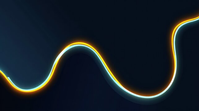 Glowing twin lines undulate across a dark, deep background in a dynamic wave pattern.