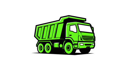 Naklejka premium Green Dump Truck Illustration - Heavy Machinery Vehicle Icon