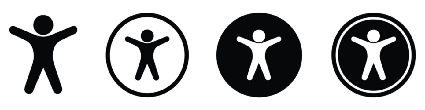 Accessibility icon set, universal access vector symbols collection, inclusive design icons for disability support, wheelchair access, hearing aid, visual assistance, mobility aid pictograms, clean mod