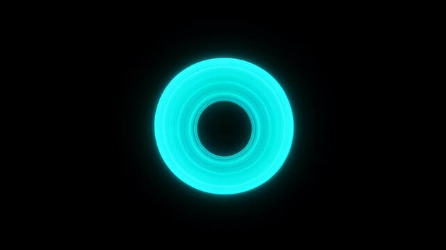 Glowing cyan ring neon light abstract circle futuristic energy halo luminous design glowing cyan neon ring black background circular light with soft glow and futuristic mood minimal abstract