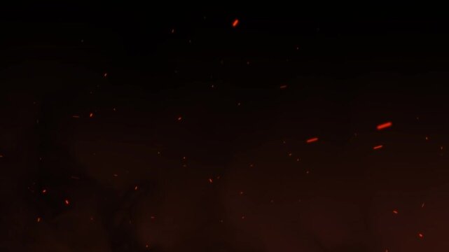 Orange cloud smoke fire sparks rising up ember burning heat dark background motion ideal for cinematic overlays and dramatic video intros.