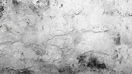 Obraz premium Textured cracked and peeling plaster surface with dark stains and imperfections
