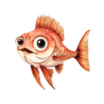 Vibrant Orange Cartoon Fish Closeup.