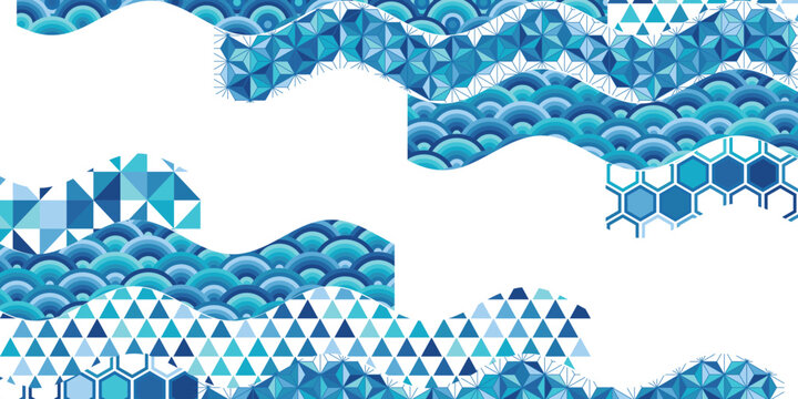 Blue Japanese Traditional Pattern Waves Background Design