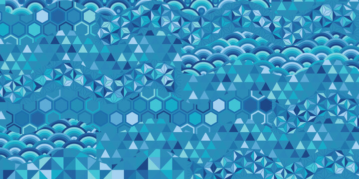 Blue geometric Japanese style pattern background design