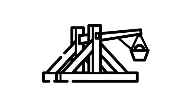 Medieval trebuchet icon isolated on white background with copy space