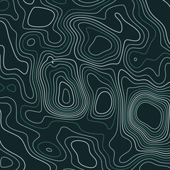 Obraz premium Abstract topographic map pattern with contour lines on dark background for data visualization concept and modern technology design