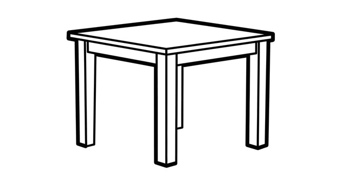 Simple square table illustration isolated on white background for design element