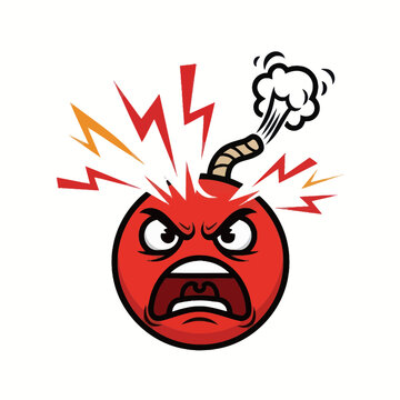 Angry Bomb Character Exploding with Rage and Frustration