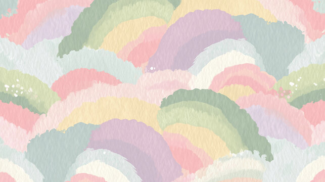 A gentle watercolor background featuring colorful abstract paintings / カラフルな抽象画の優しい水彩背景
