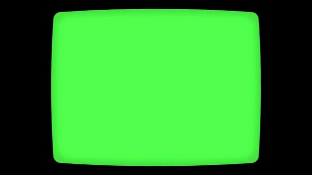 Green screen tube TV frame display for video production and creative digital compositing against a dark background