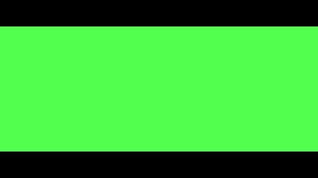Green screen letterbox frame display for cinema or movie video production and creative digital compositing against a dark background