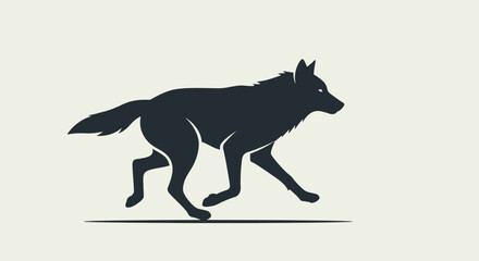 Fototapeta premium Black silhouette of a running wolf.