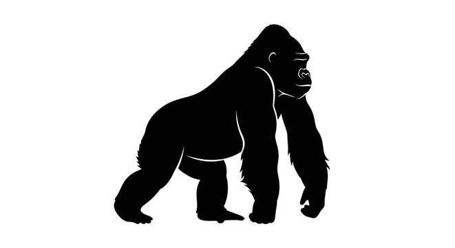 Large Gorilla Silhouette Side View.