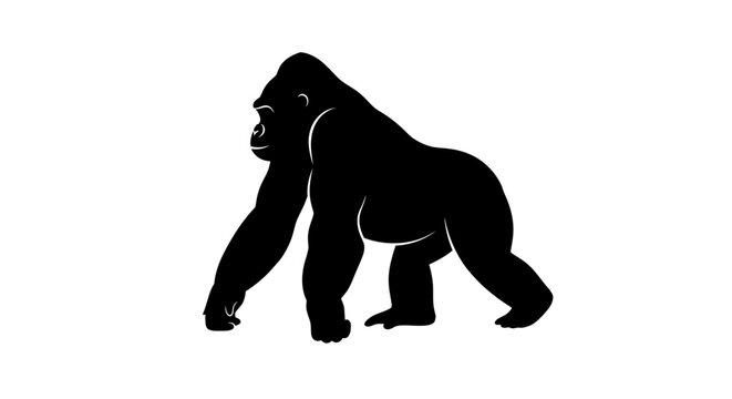 Large Gorilla Silhouette Side View 1.