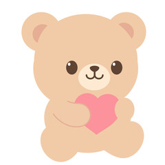 Obraz premium Cute Teddy Bear Holding Pink Heart