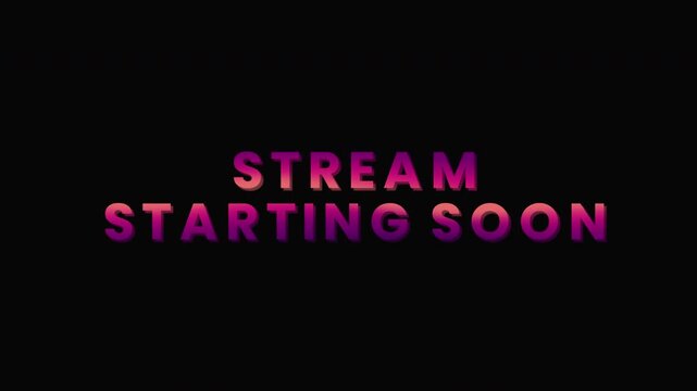 Stream Starting Soon Text Animation With Neon Gradient On Black Seamless Loop For Livestream