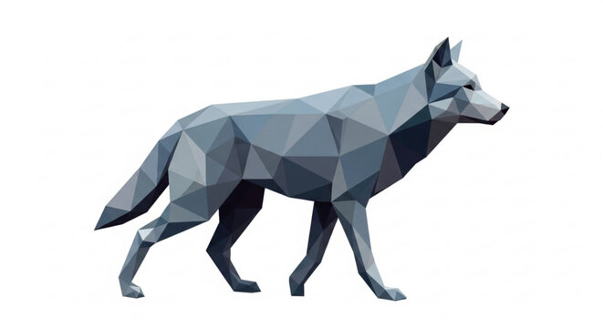 Geometric Low Poly Wolf Illustration - Modern Polygonal Animal Art Design