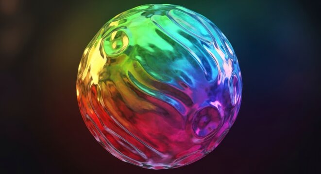 Colorful Swirling Glass Sphere Object.