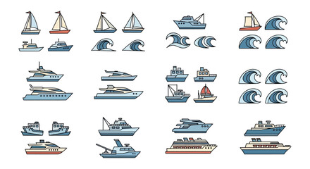 Collection of various sailboats and ships. © tu