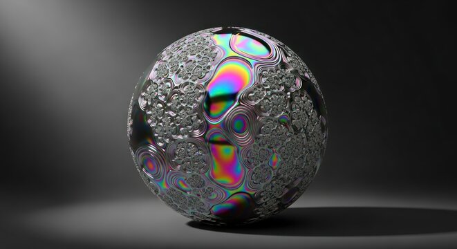 Gray sphere with rainbow colors.