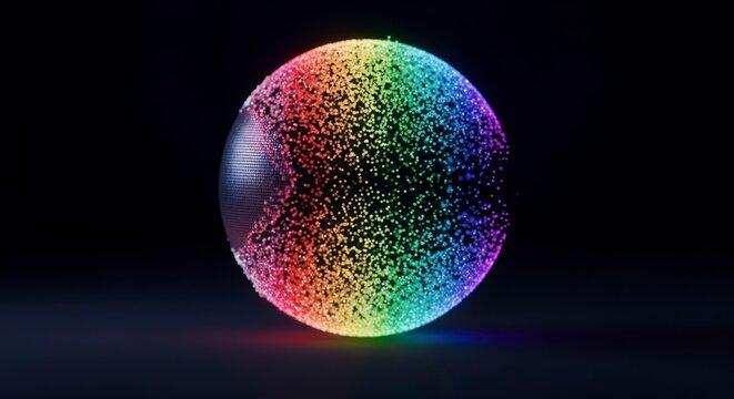 Rainbow Colored Glass Sphere with Specks.