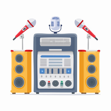 Karaoke Machine with Microphones and Speakers