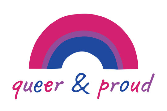 Colorful rainbow shape Bisexual pride flag Happy pride day LGBTQIA community Pride Month Vector hand drawn doodle for posters, stickers, logo, cards