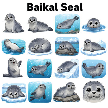 Baikal Seal on Ice &ndash; Rare Freshwater Seal in Siberian Lake Environment